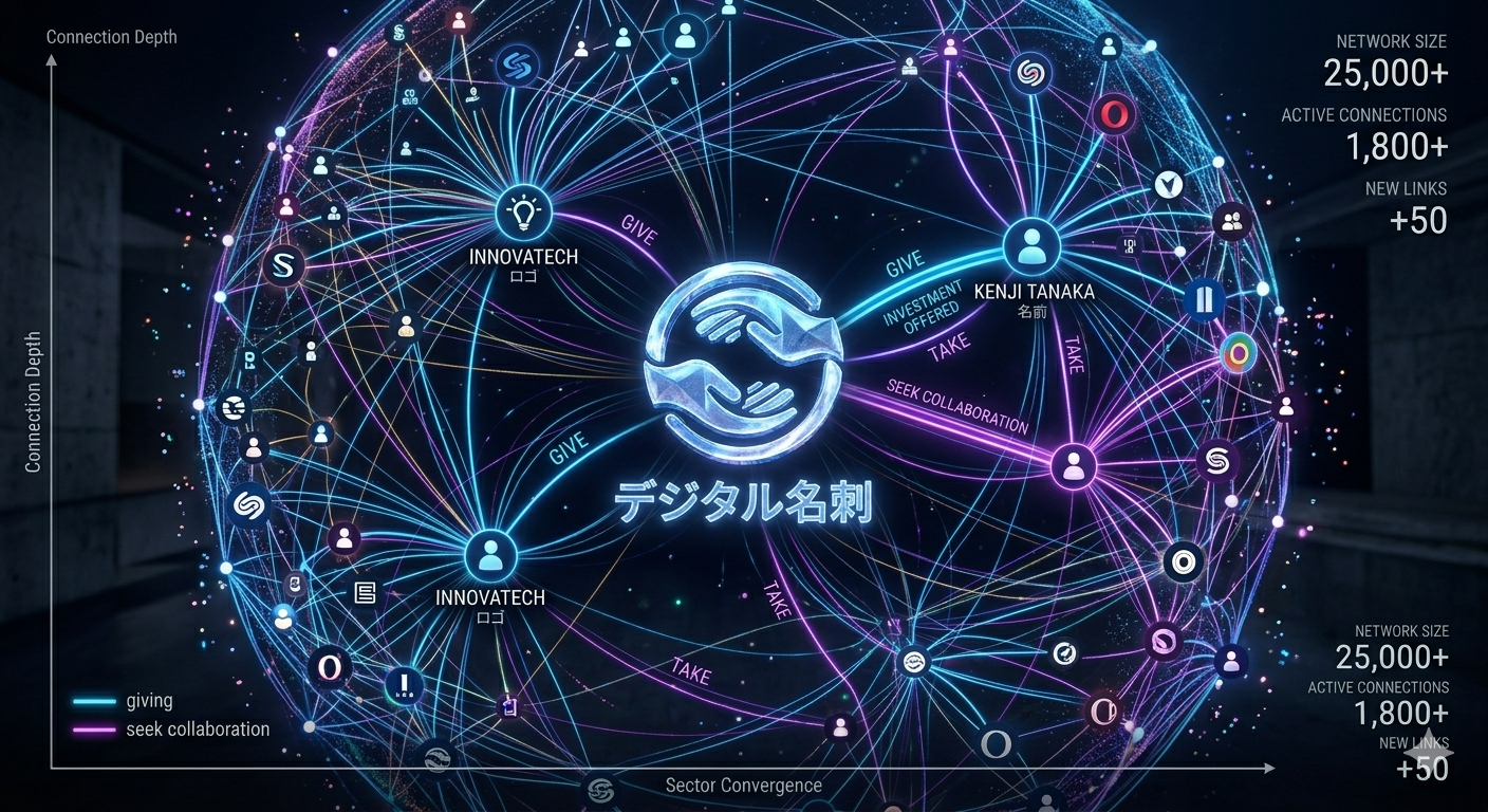 データが美しく可視化された人脈銀河（マップ）画面